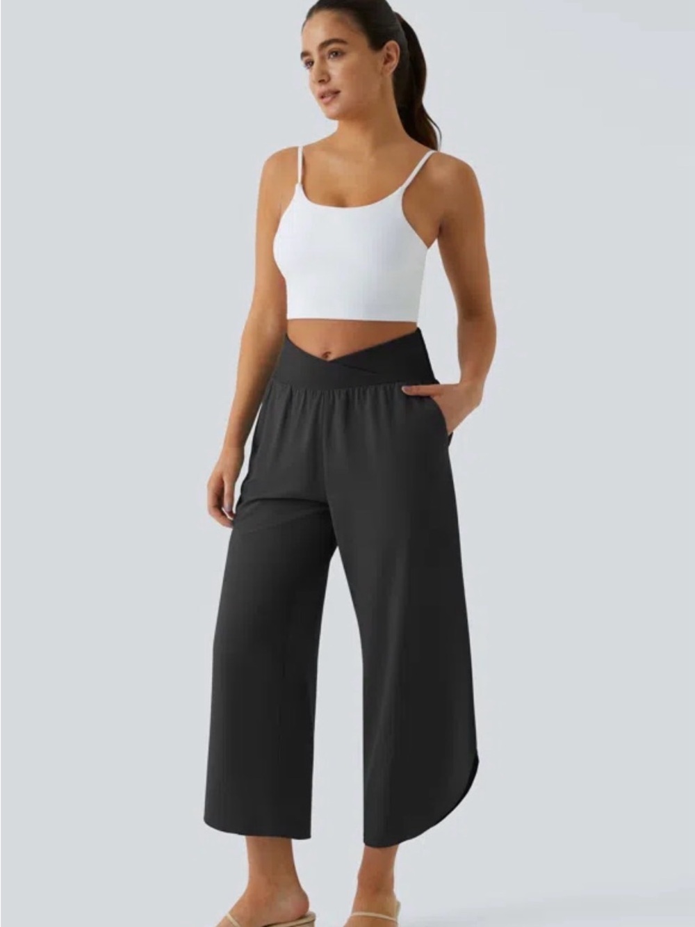Halara Breezeful High Waisted Crossover Quick Dry Resort Pants Pockets Large NWT